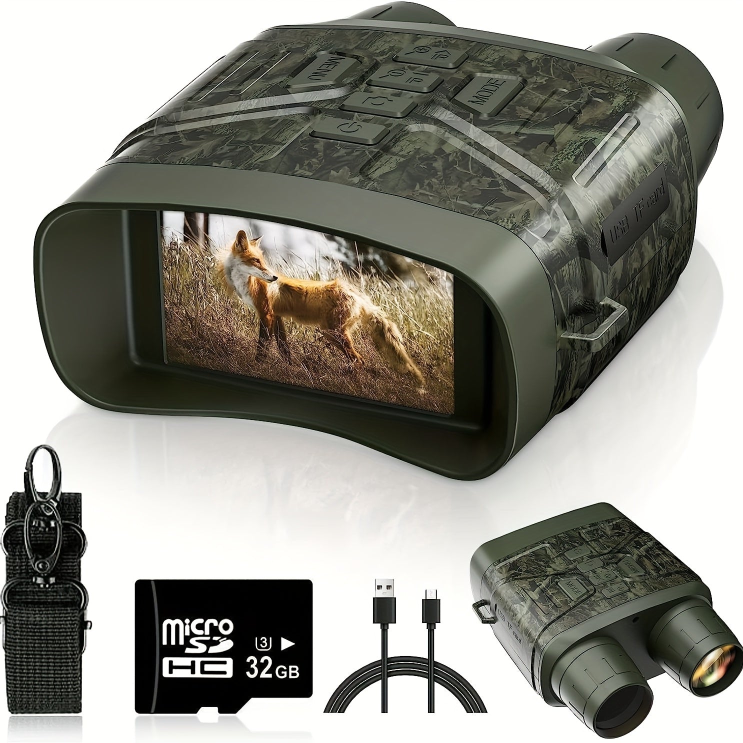 Night Vision Binoculars Large Screen 32GB Memory Card & Lithium Battery