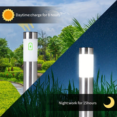 2pcs Solar Outdoor LED Light Stainless Steel Waterproof Modern Design