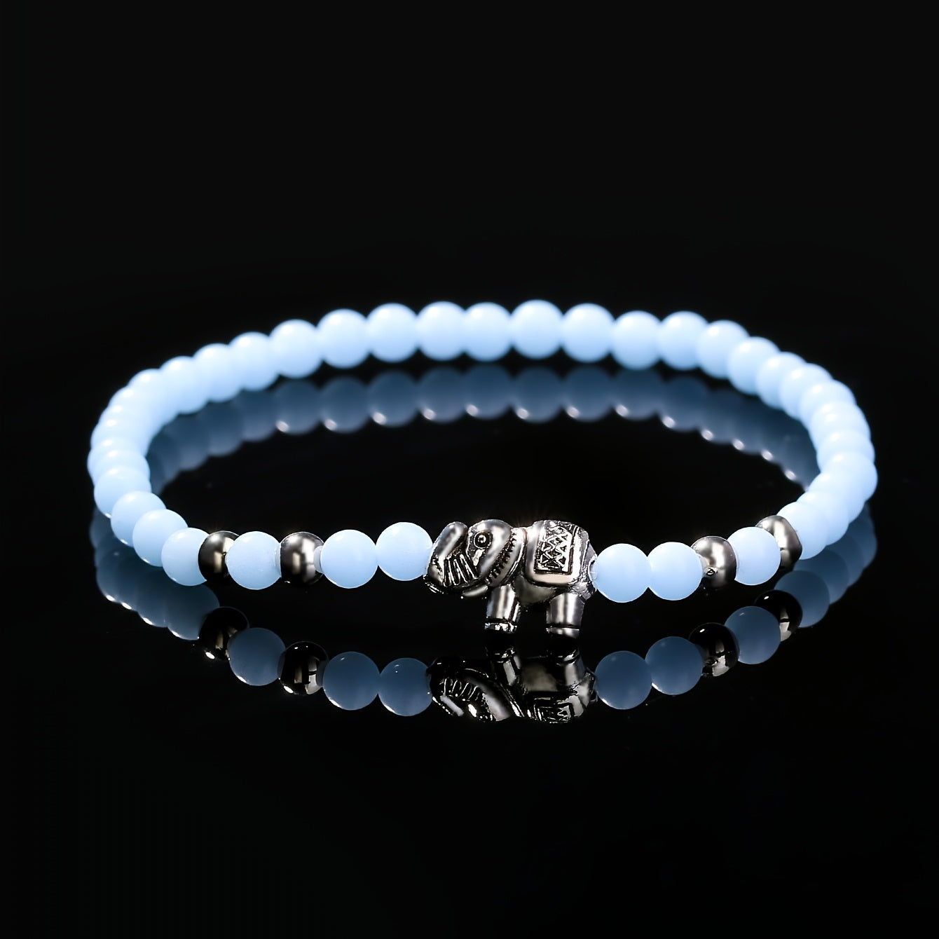 Glowing Elephant Bracelet Beaded Stretch