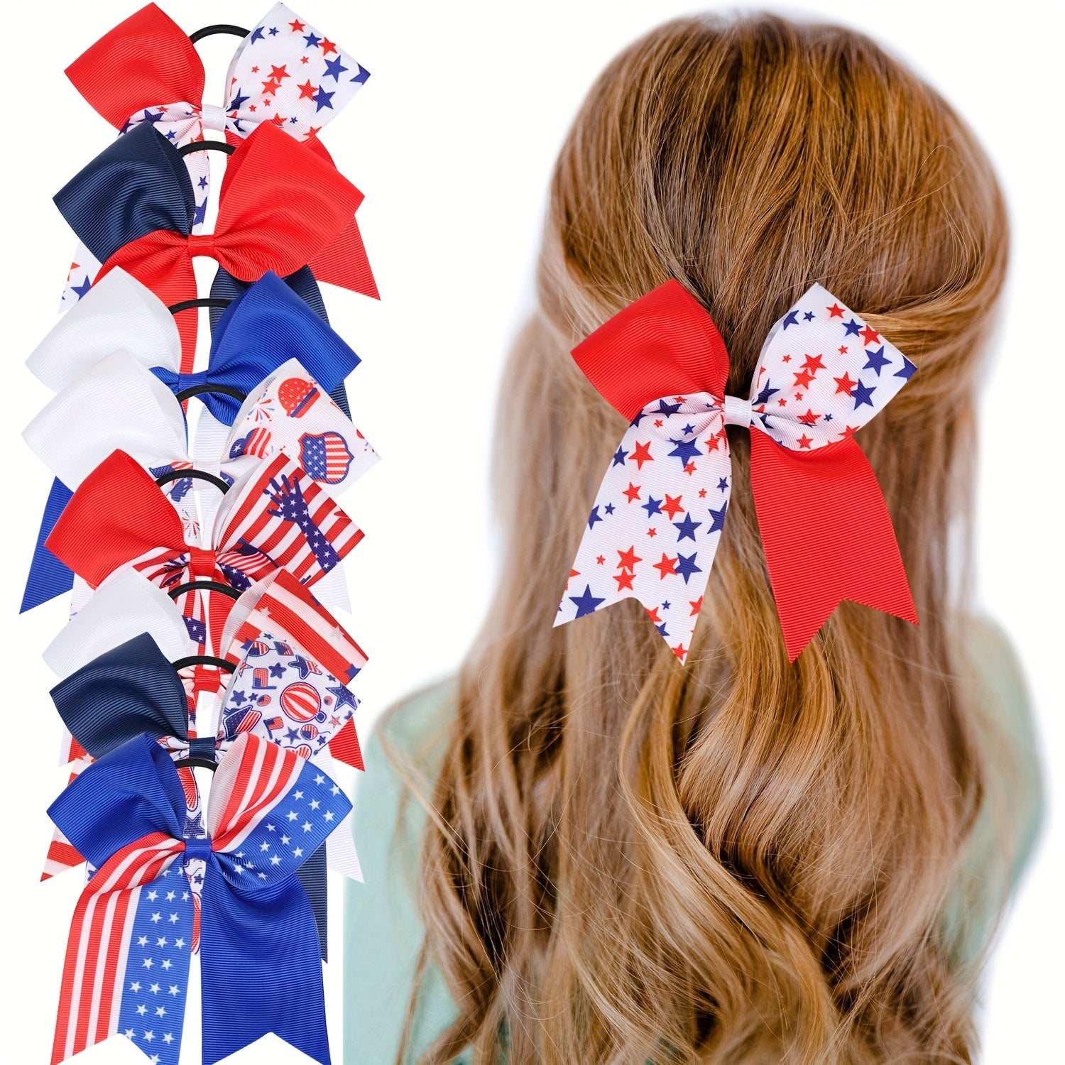 American Independence Swallowtail Bow Hair Tie for Kids