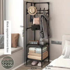 Sturdy Triangle Coat Rack Shoe Rack with 2-Tier Storage and 14 Hooks