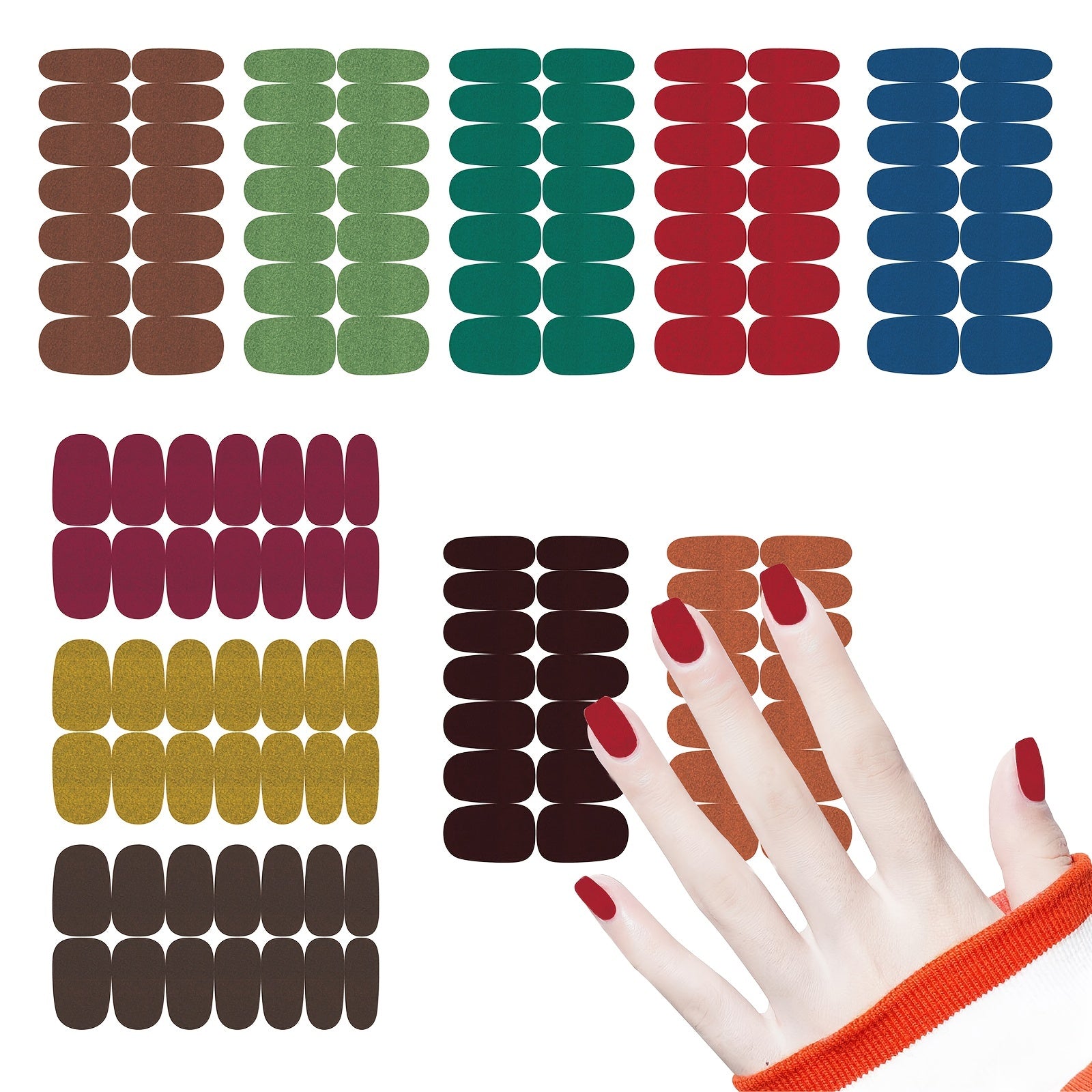 Glitter Nail Wraps Solid Shine Full Wrap Nail Decals Self Adhesive Stickers