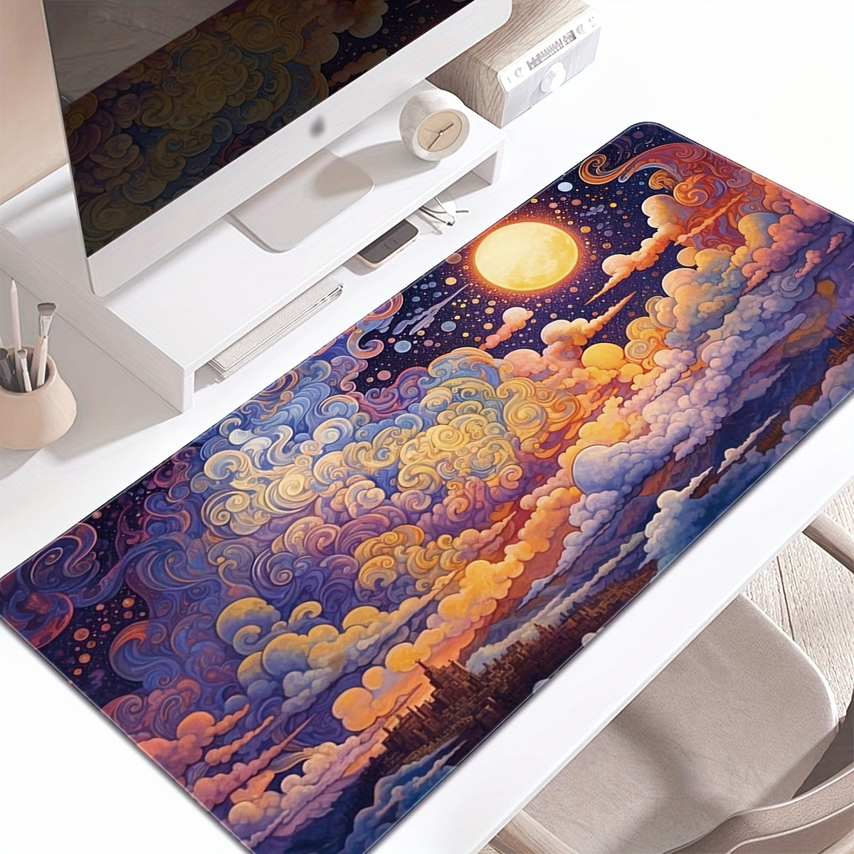 Sky Cloud Rectangular Mousepad Large Durable Stitched Edge Non-slip Rubber