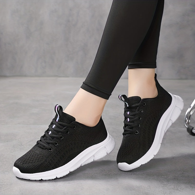 Women's Sporty Non-slip Running Shoes Lace Up Outdoor Mesh Sneakers Lightweight