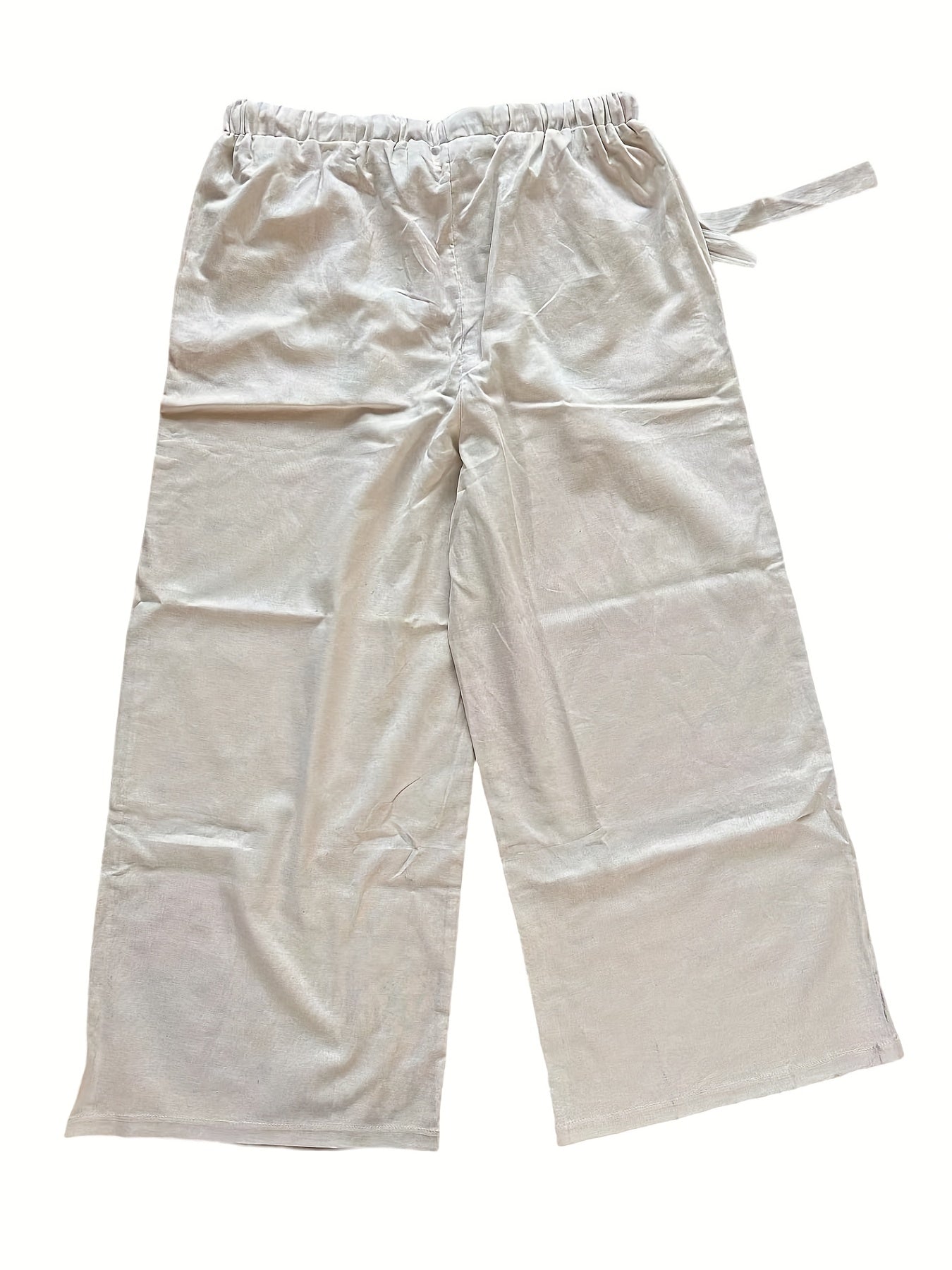  Women's Drawstring High Rise Wide Leg Trousers