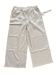  Women's Drawstring High Rise Wide Leg Trousers
