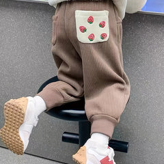 Girls Strawberry Graphic Jogger Pants Fall Winter Sports