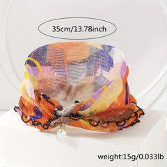 Ruffle Scarf Faux Pearl Decor Elastic Neckerchief