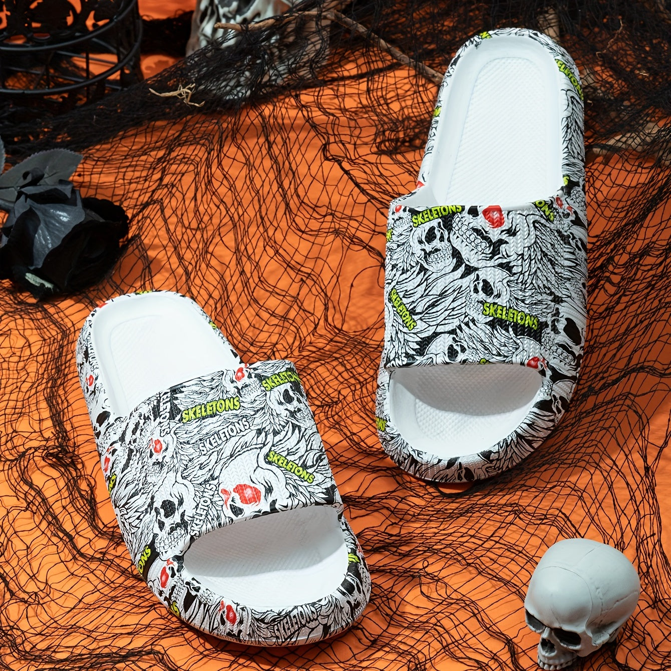 Men's Halloween Theme Slides Non Slip Slippers Open Toe Shoes