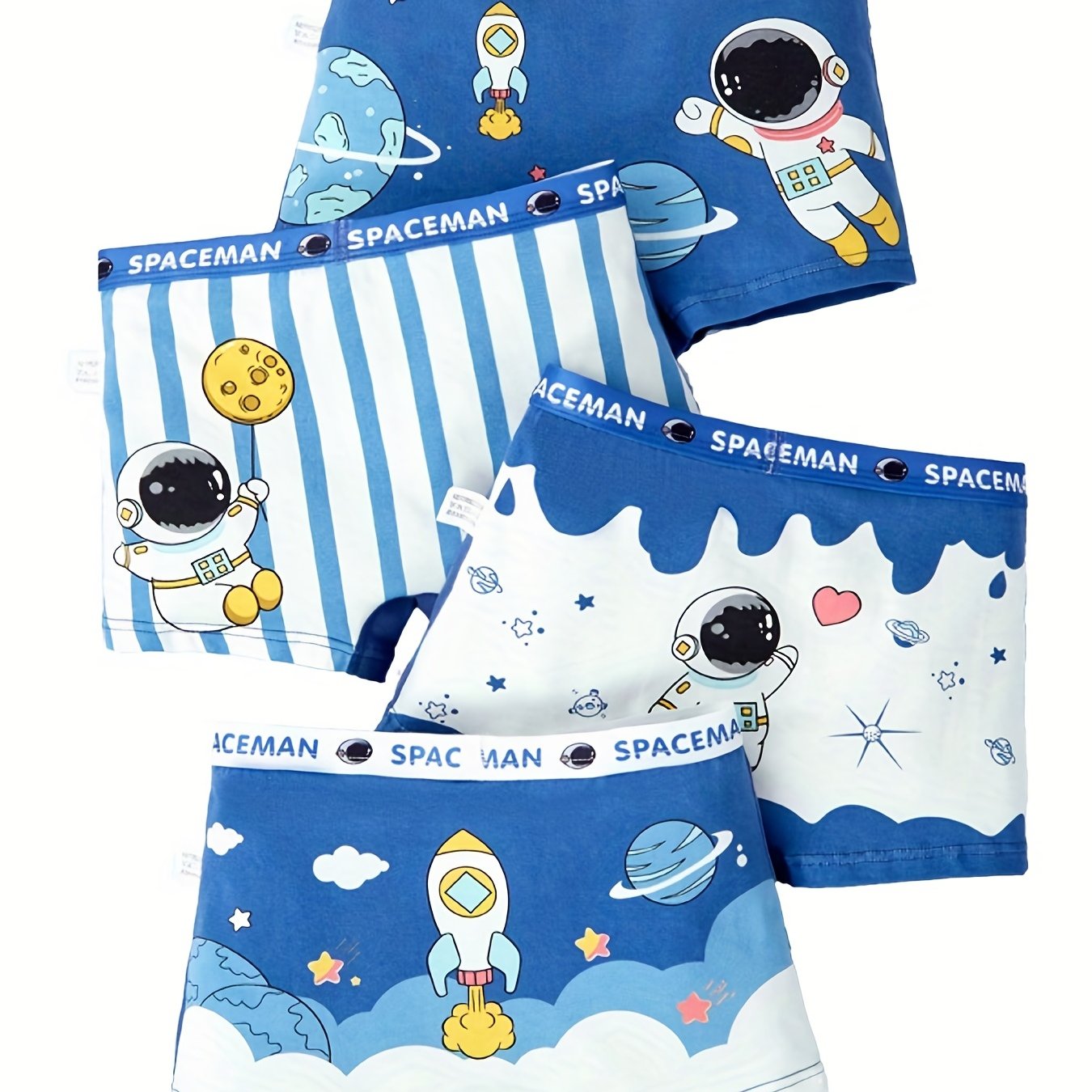 4pcs Boy's Astronaut Graphic Boxer Briefs Underwear Clothes