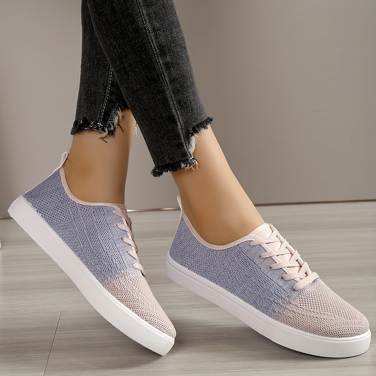Women's Mesh Panel Slip On Sneakers Low Top Flat Shoes