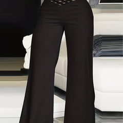  Women's Mesh Criss Cross High Rise Flared Leg Trousers