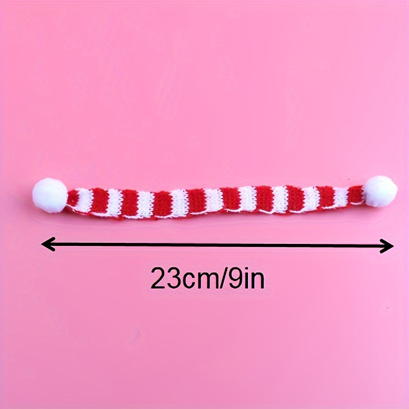 4Pcs Mini Stripe Knitted Doll Scarves, DIY Costume Decor, 2 Col