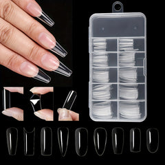 100pcs Clear Acrylic Coffin Nails Full Cover Tips DIY Nail Art Salon Use