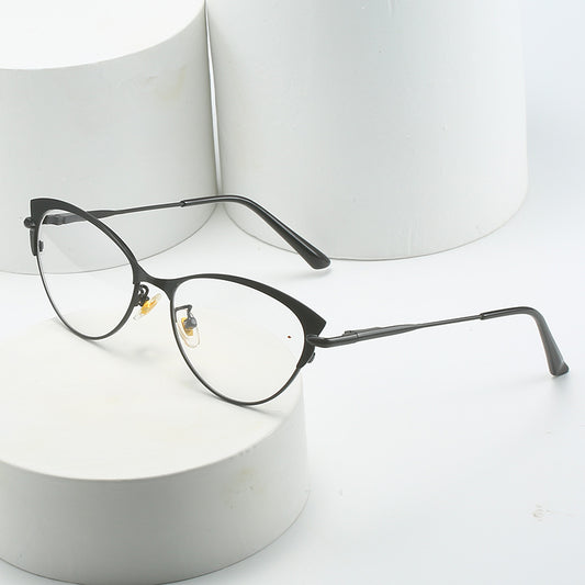 Light Blocking Glasses Cat Eye Clear Lens Anti Eyestrain Computer Metal Glasses