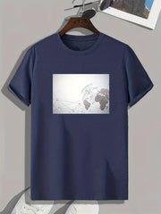 Geometric Print Men's Stretch Tee for Summer