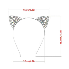 Rhinestone Cat Ears Headband for Women Party Costume