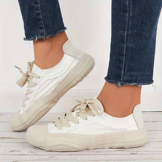 Women's Canvas Lace Up Retro Skate Shoes Lightweight Flat Shoes