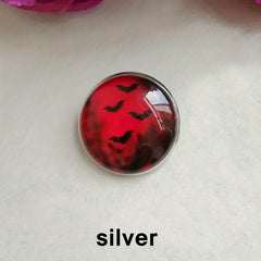 Blood And Bat Glass Brooch Dracula Witchcraft Round Brooch