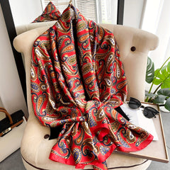Satin Paisley Printed Scarf Sunscreen Shawl Wrap Outdoor