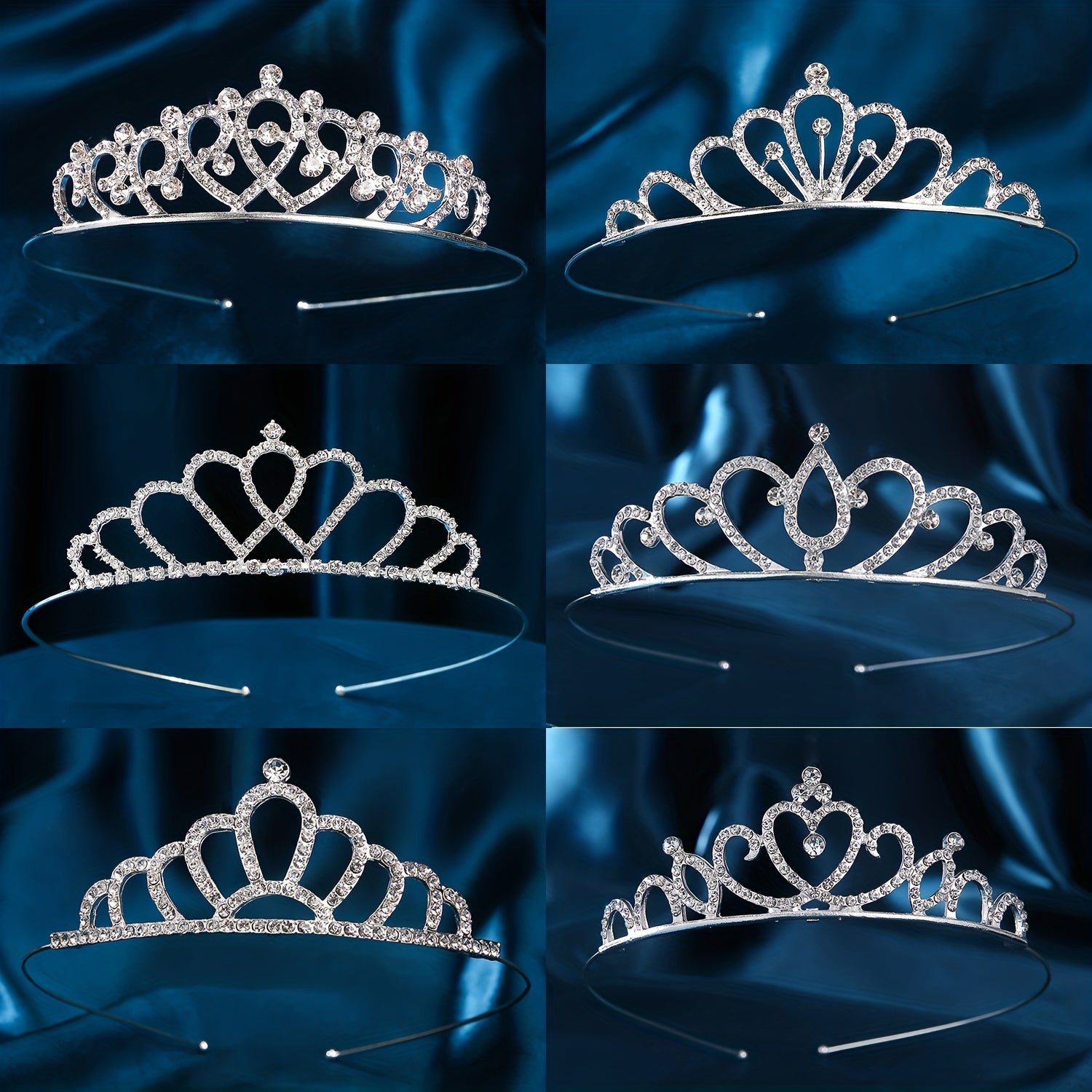 Silver Tiara Rhinestone Crown Hair Accessory Girls Party Decor