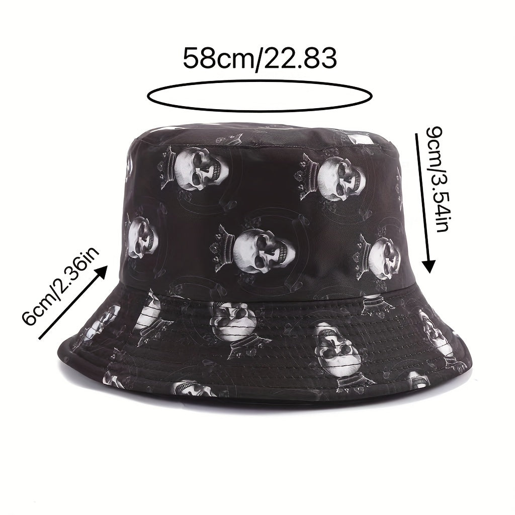 Skull Pattern Print Bucket Hat Lightweight Sun Hat Unisex Travel Essential