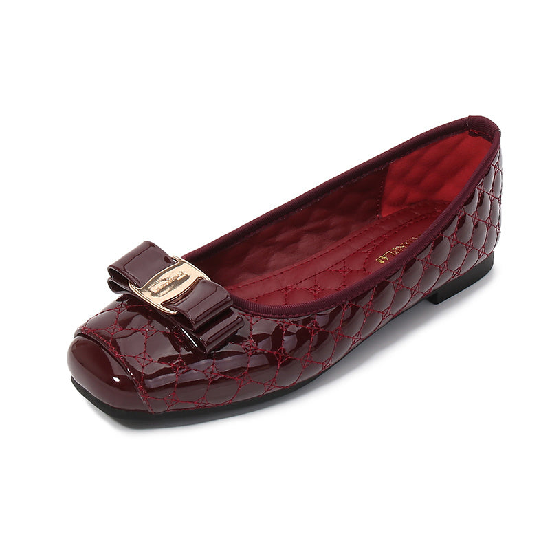 Quilted Slip On Flats Square Toe Loafers