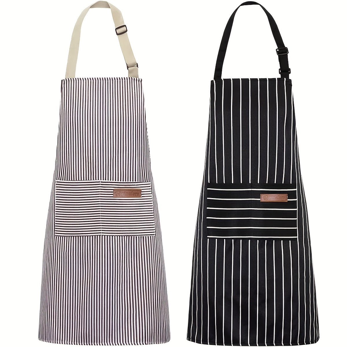 Adjustable Bib Apron With 2 Pockets For Chef Cooking