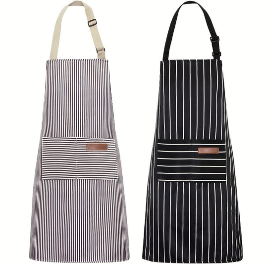 Adjustable Bib Apron With 2 Pockets For Chef Cooking