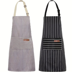 Adjustable Bib Apron With 2 Pockets For Chef Cooking