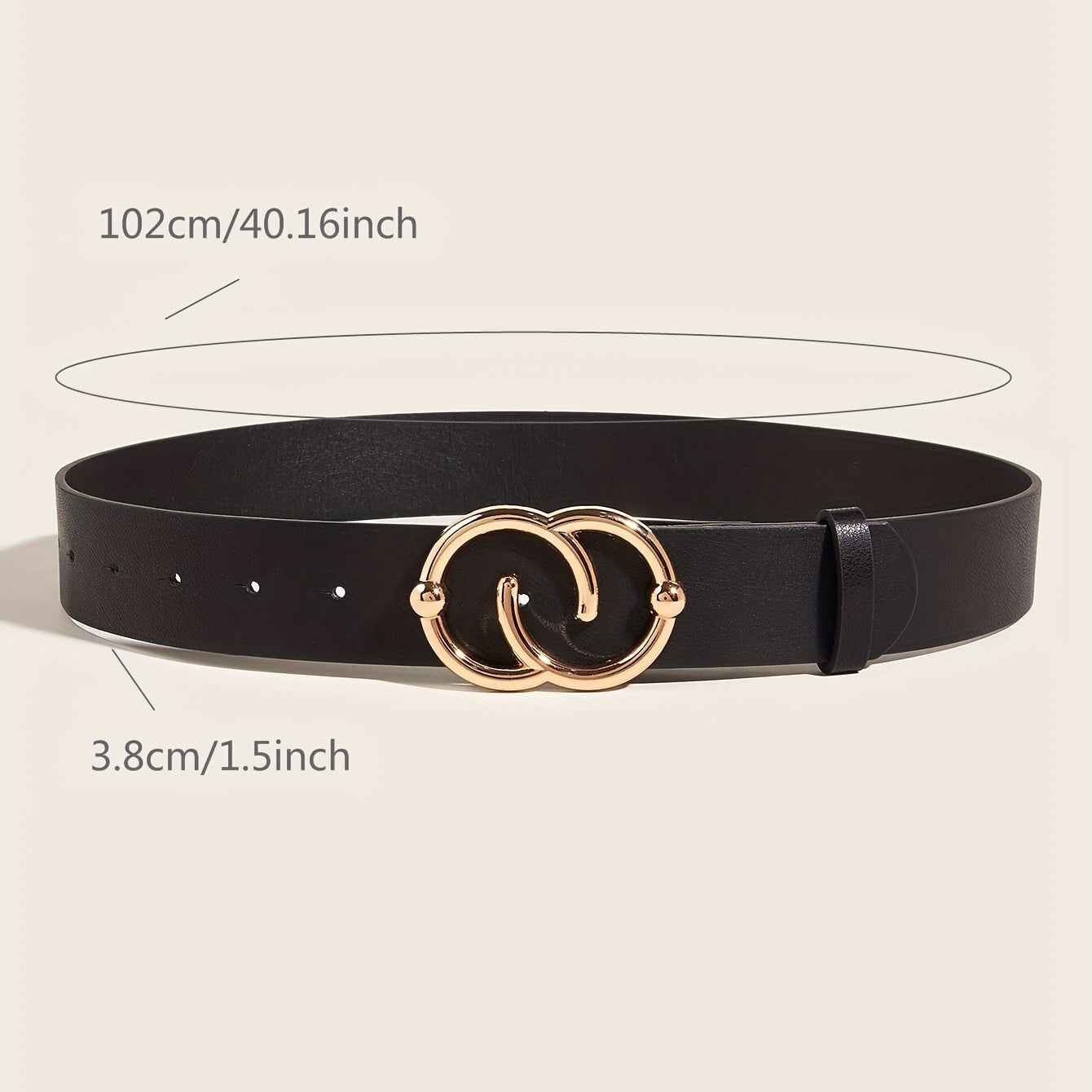 Double Circle Buckle Belt PU Leather Belt For Women