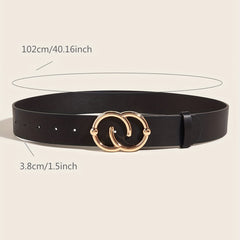 Double Circle Buckle Belt PU Leather Belt For Women