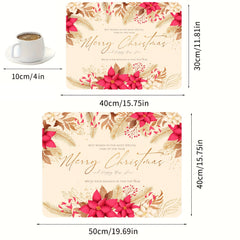 Christmas Printed Drying Mat Non-slip Absorbent Rubber Drainage Mat