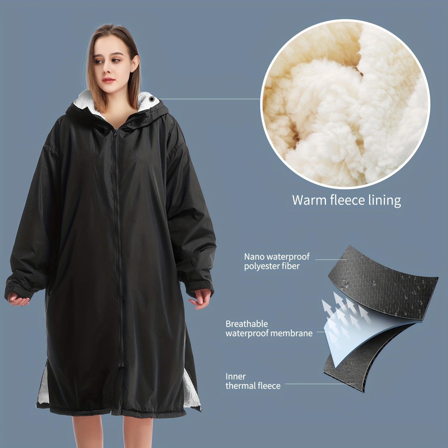 Unisex Waterproof Windproof Hooded Robe for Surfing Diving Camping - Home Use
