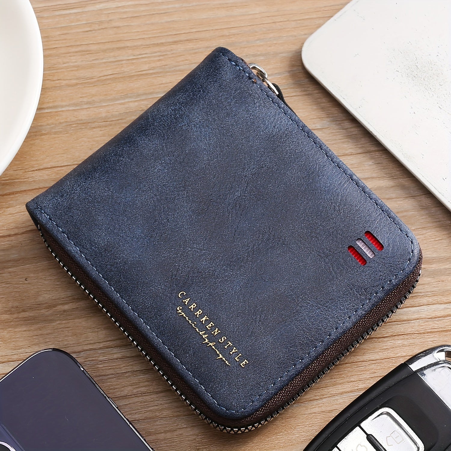 Men's Zipper Short Wallet Bifold Money Clip Gift