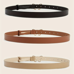 Butterfly Golden Buckle Belt Solid PU Leather Waist Belt for Women