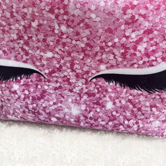 Eyelash Printed Makeup Brush Bag For Purse Pink Cosmetic Bag