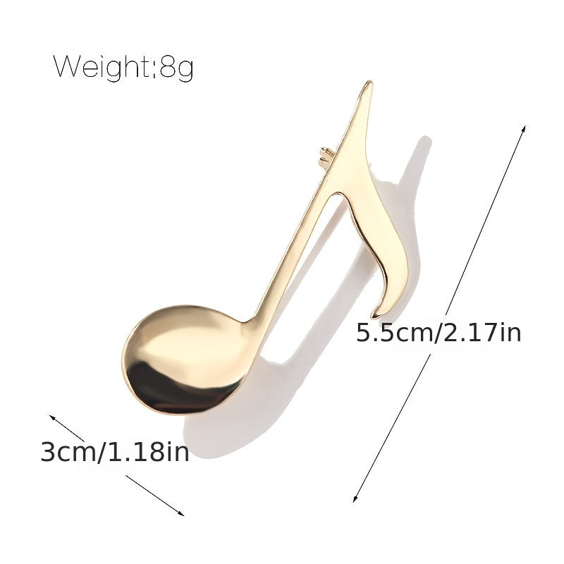 Golden Music Note Brooch Unisex Scarf Pin Jewelry