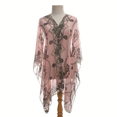 Letter Chain Stripe Shawl Lightweight Sunscreen Large Shawl