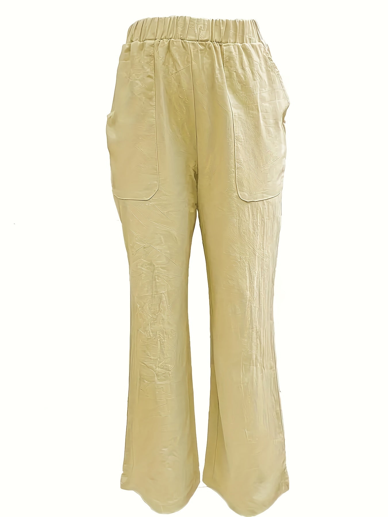  Solid Wide Leg Trousers With Pockets
