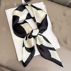 Camellia Print Square Scarf Satin Bandana Casual Shawl