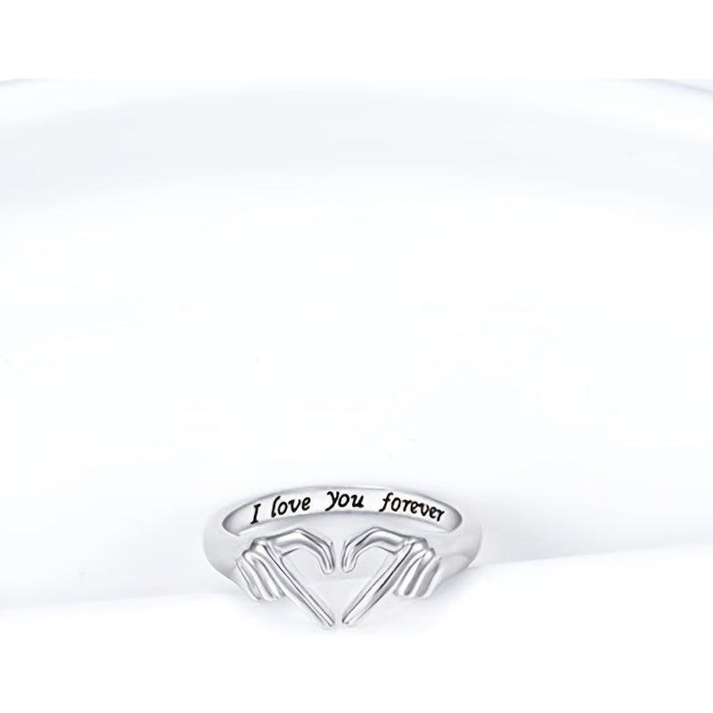 Adjustable Silvery Heart Ring 18K Plated Love Jewelry for Women Teens
