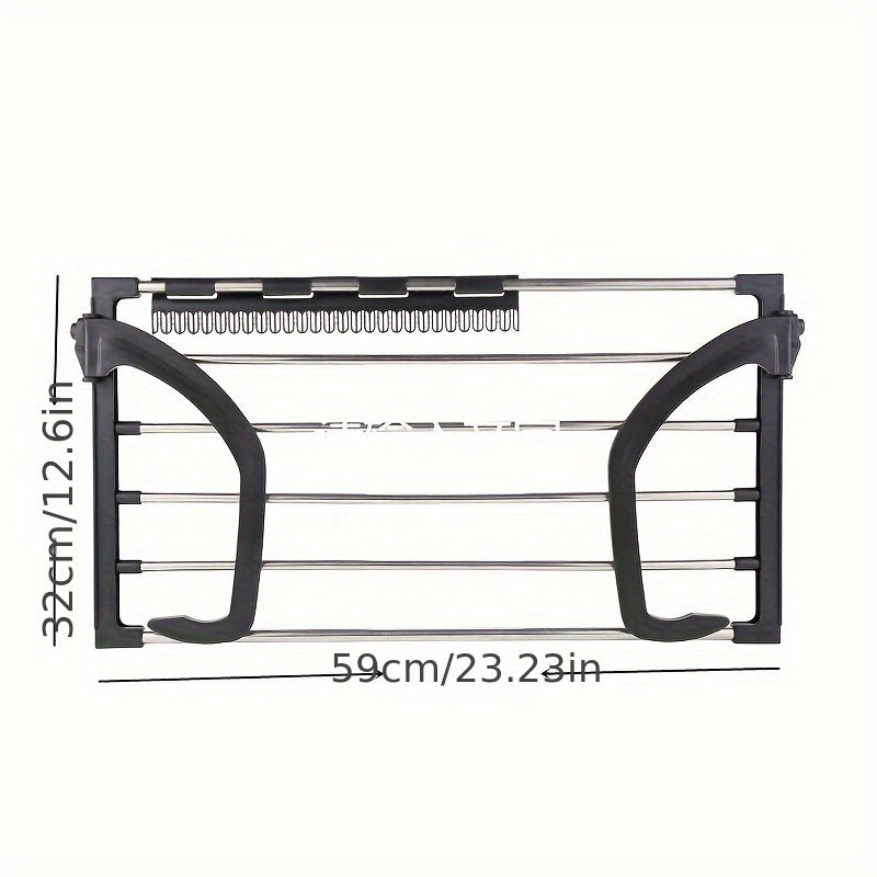 Folding Towel Drying Rack Stainless Steel Clothes Hanger Space Saver