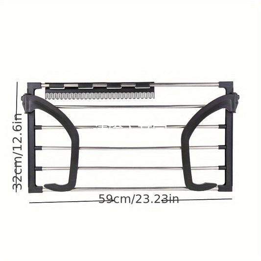 Folding Towel Drying Rack Stainless Steel Clothes Hanger Space Saver