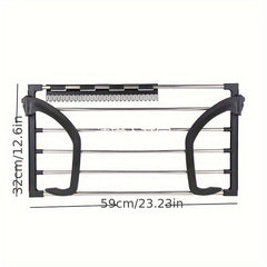 Folding Towel Drying Rack Stainless Steel Clothes Hanger Space Saver