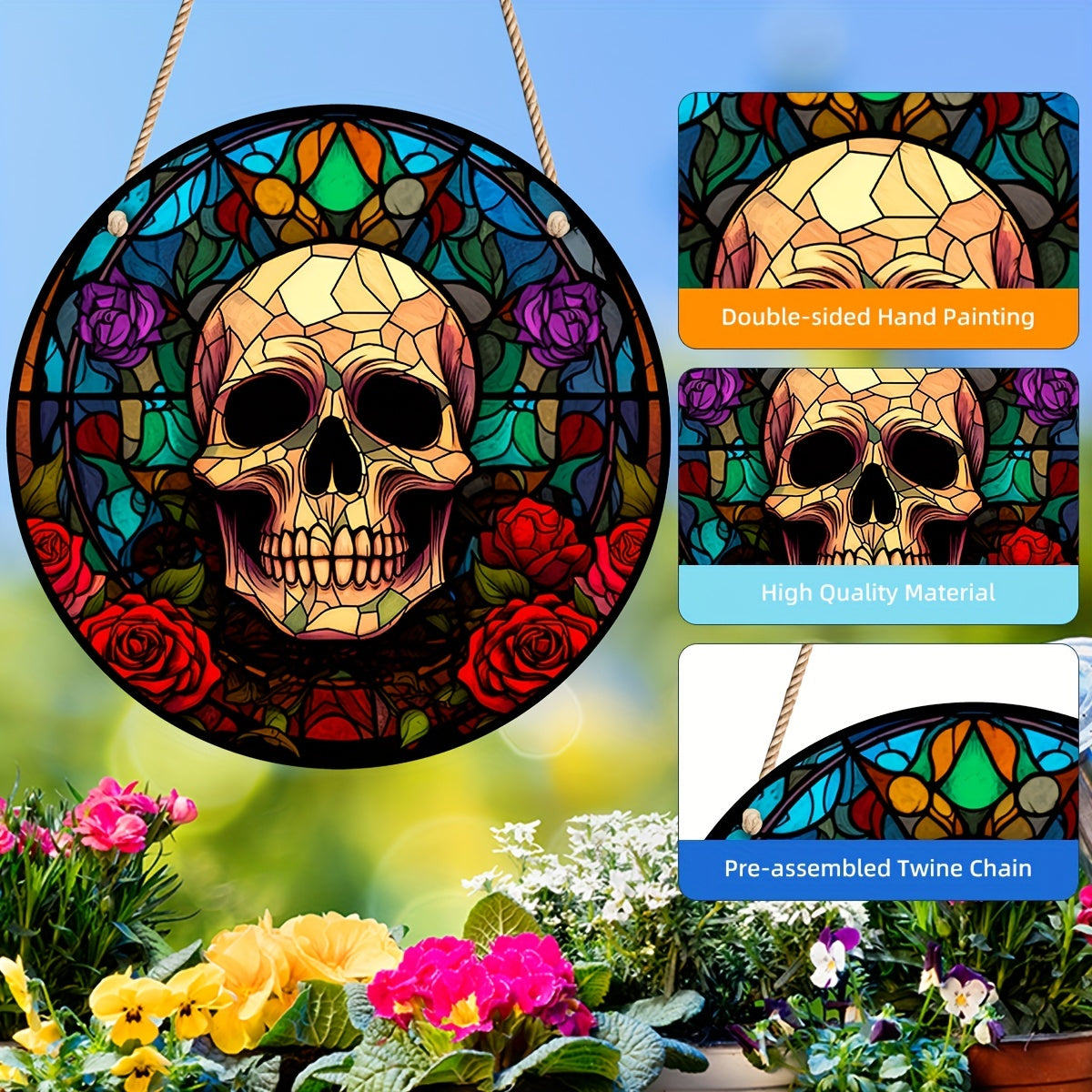 Skull Suncatcher Halloween Decor