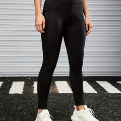 Mesh Insert Sports Leggings Pockets High Stretch Yoga Tights Women's Activewear