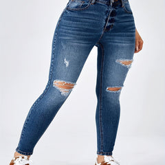  Women's Cut Out Skinny Denim Pants