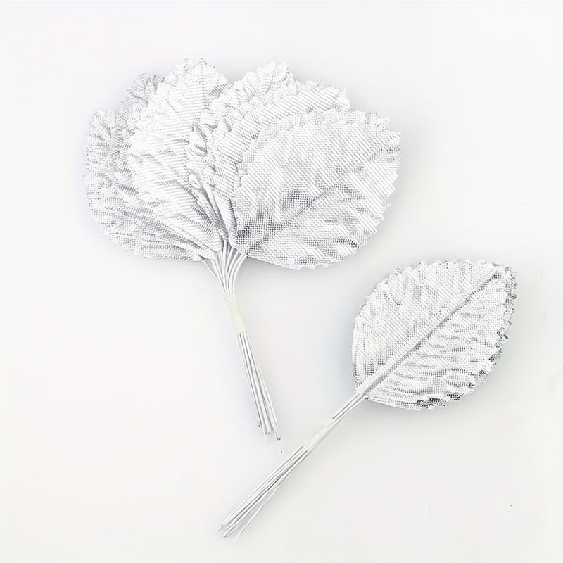 12pcs Artificial Floral Leaves for DIY Home Christmas Party Bouquet