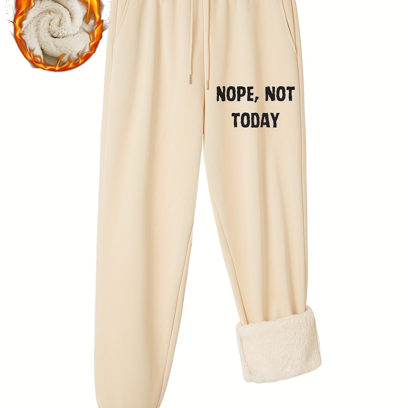  Slogan Print Joggers Elastic Drawstring Pants